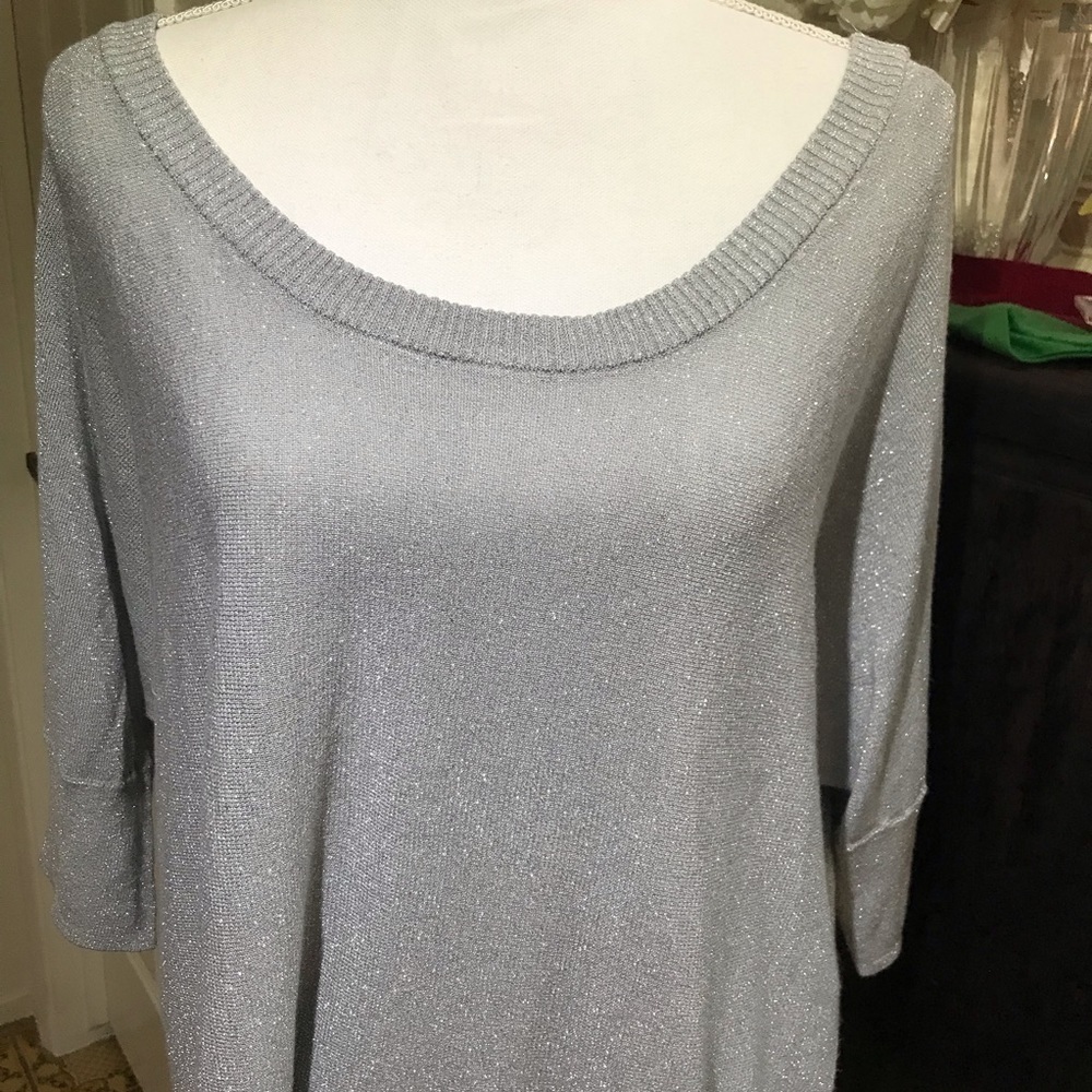 Torrid Knit Silver Top Sz 1 Dolman Sleeves